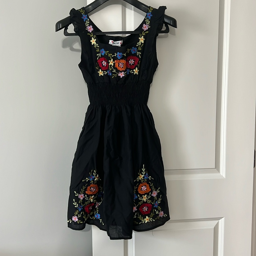 Very beautiful black summer dress with beautiful embroidery cotton fabric